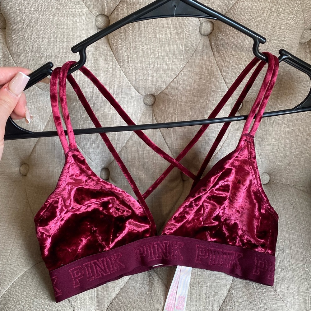 PINK Red Velvet Logo Bralette